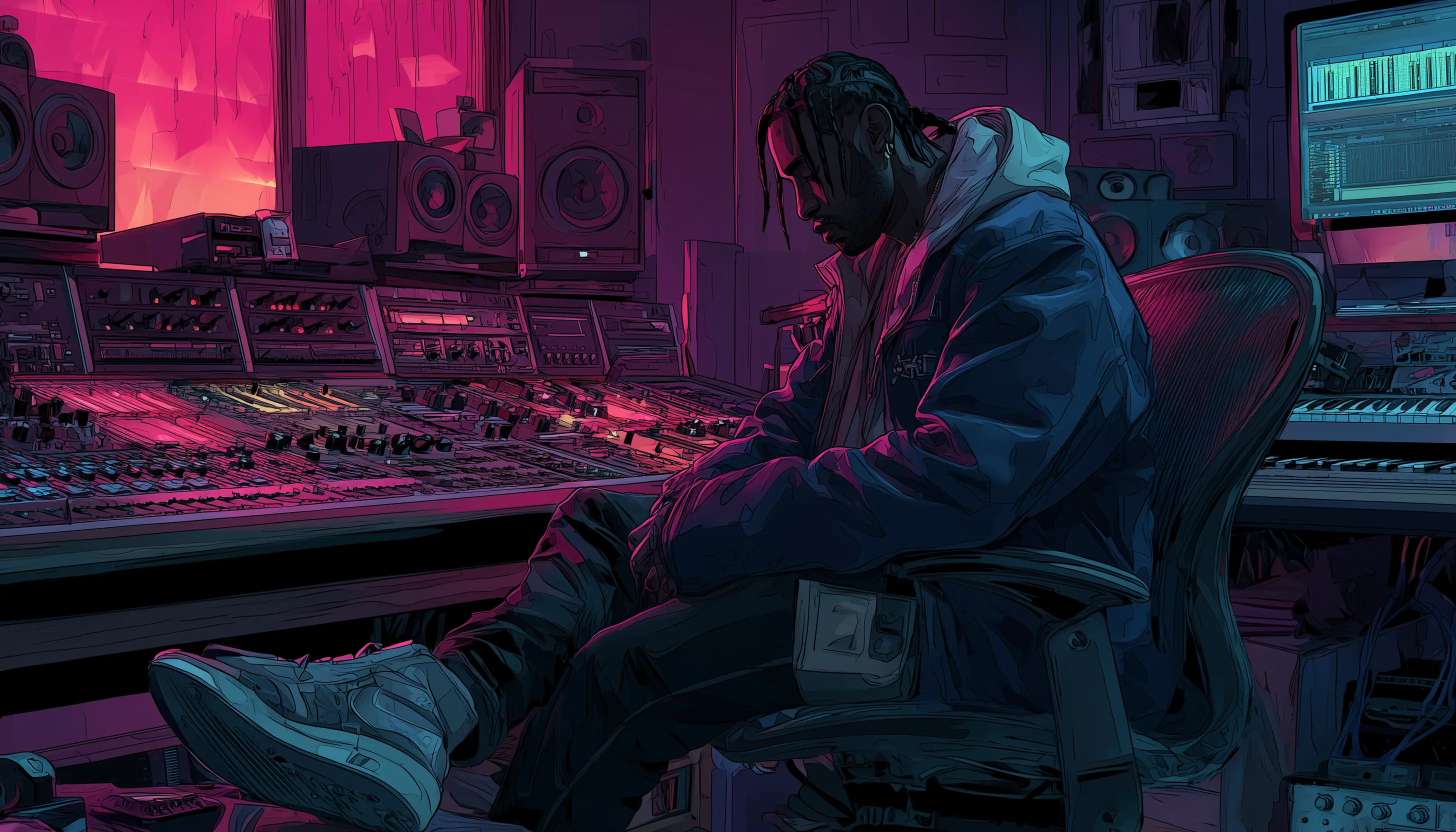 Travis Scott in his studio