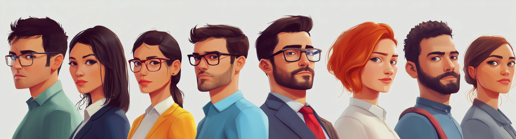 illustration of different people to represent different personality types