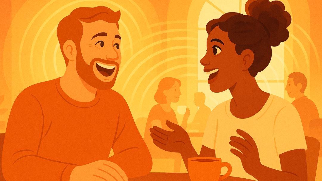 Happy couple connecting after practicing daily gratitude exercise routine.