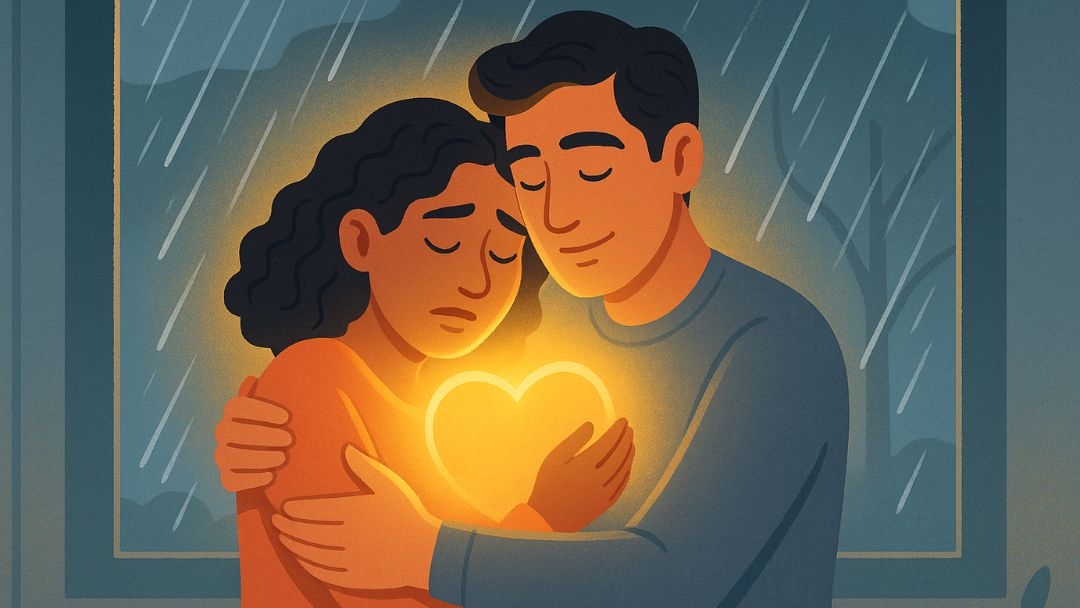 Couple embracing showing physical affection as one of the 7 love languages.