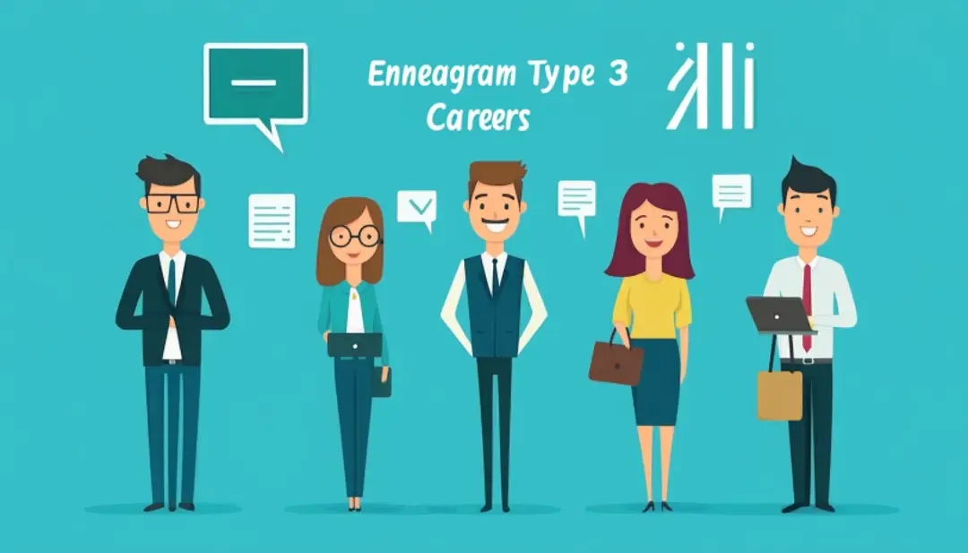 Enneagram Type 3 careers showing diverse business professionals in workplace settings.