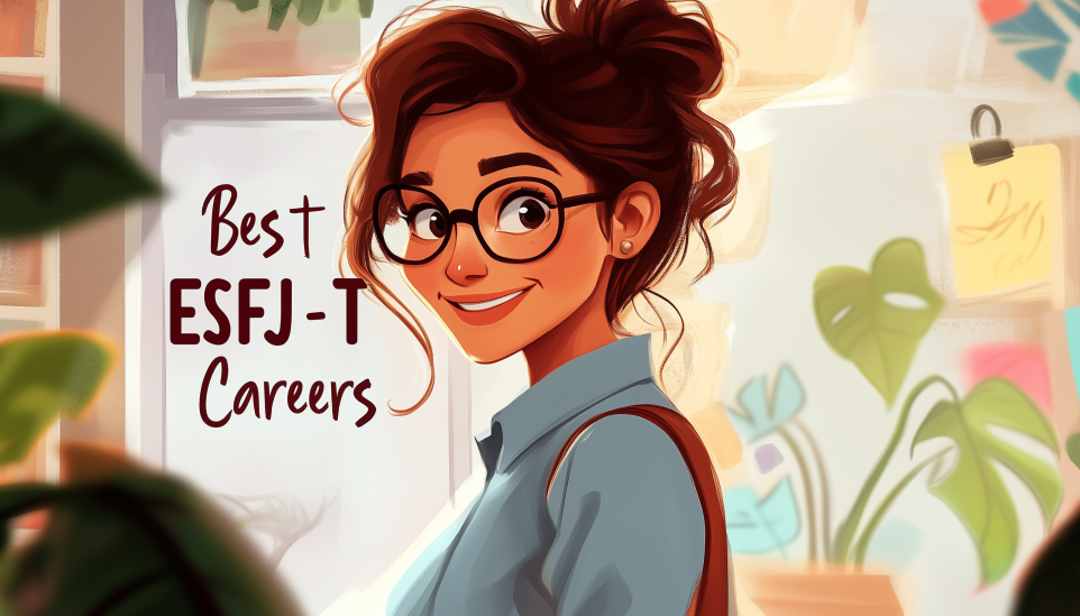 Professional exploring best ESFJ-T careers in organized home office workspace.