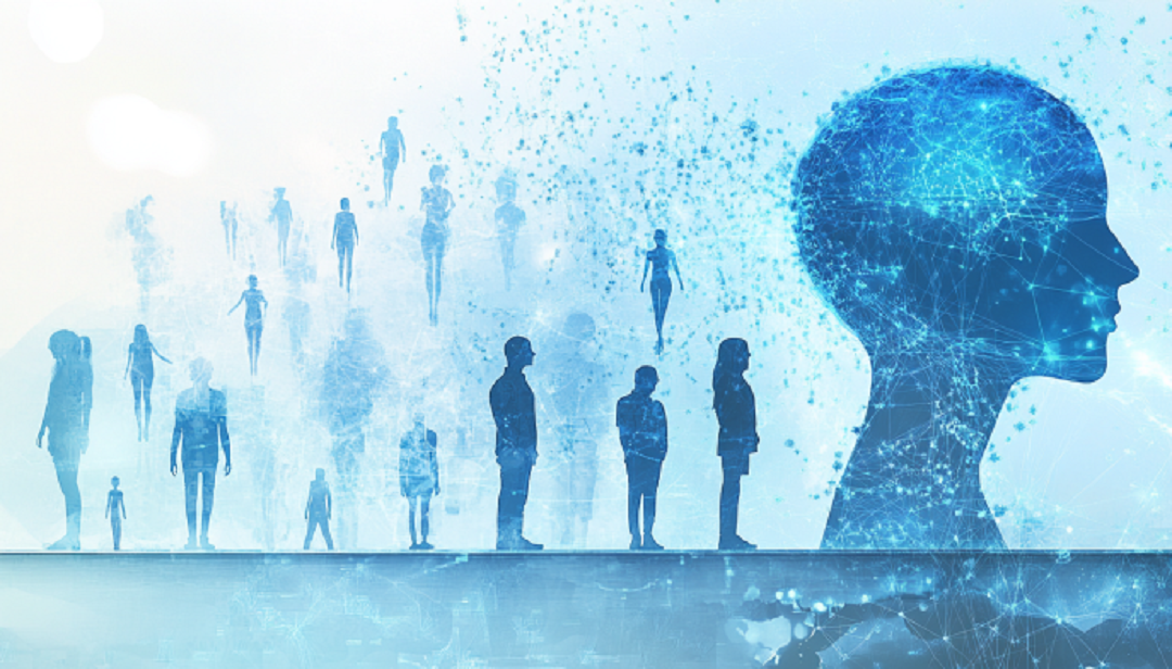 Digital brain illustration showing fluid and crystallized intelligence connection.