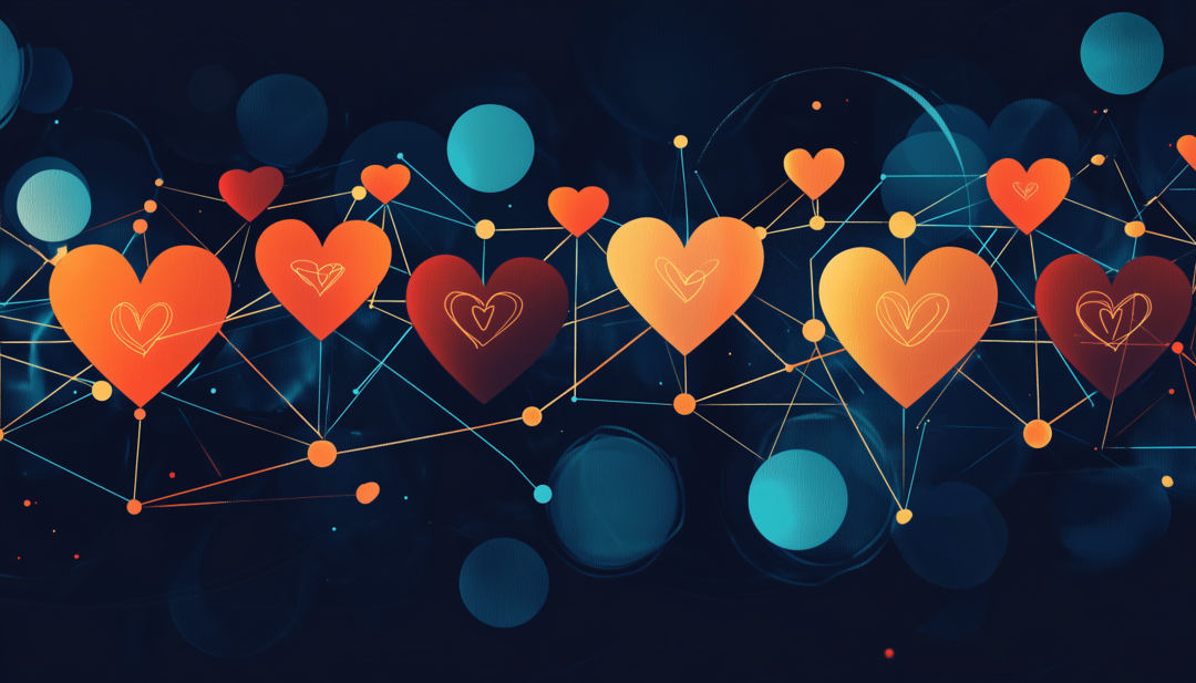 Connected hearts network illustrating complex ENFJ compatibility with least compatible matches.