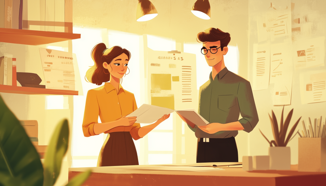 ESTJ compatibility best matches depicted by professional couple collaborating in organized office workspace.