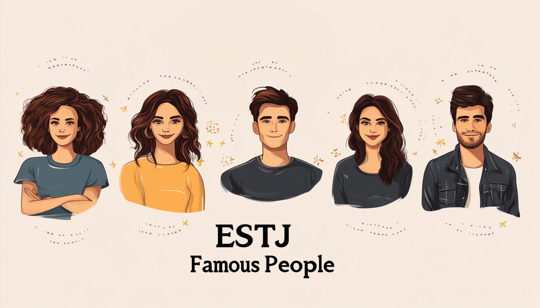 Illustrated group representing ESTJ famous people with leadership personality traits.