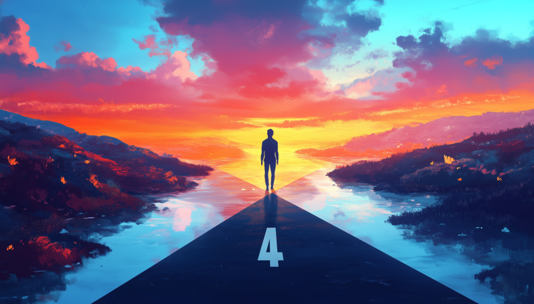 Enneagram Type 4 individual choosing between 4w3 and 4w5 wing paths.