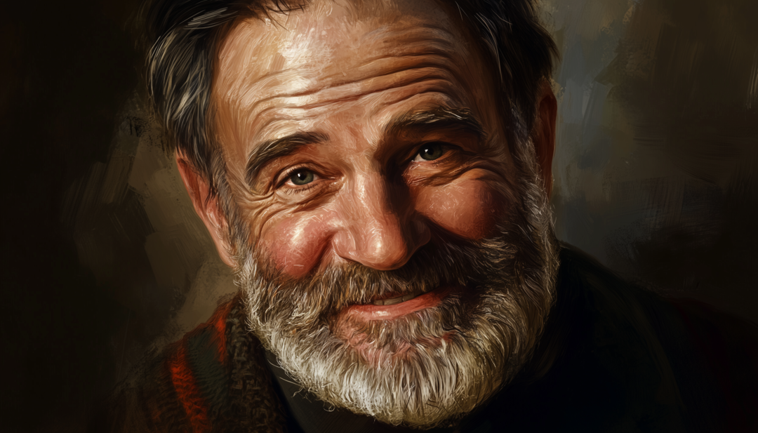 Robin Williams portrait showing famous ENFP person with comedic genius and creative spirit.