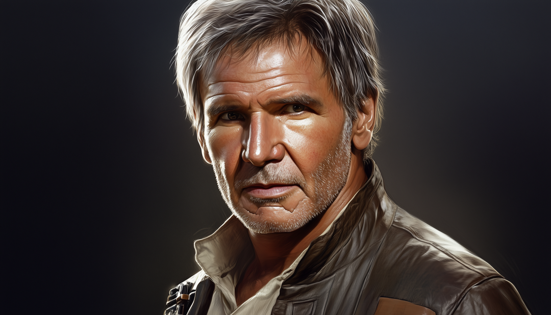 Harrison Ford portrait showcasing rugged and independent ISTP famous people in Hollywood action films.