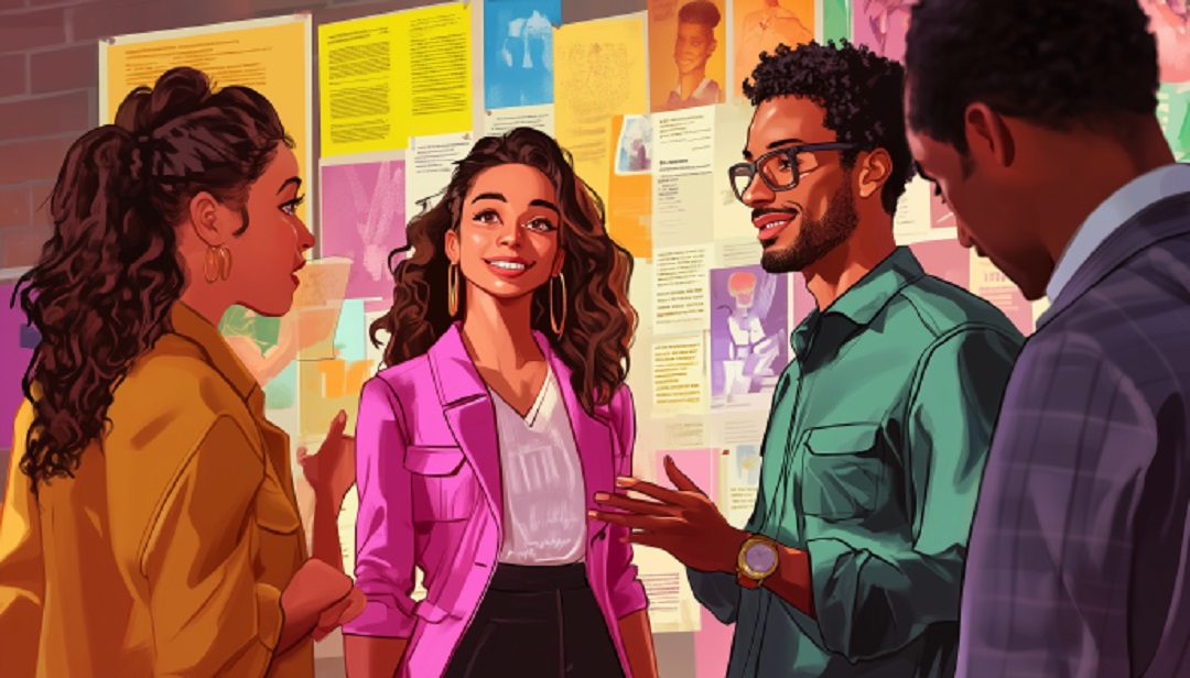 Gen Z in the workplace collaborating at creative office meeting.