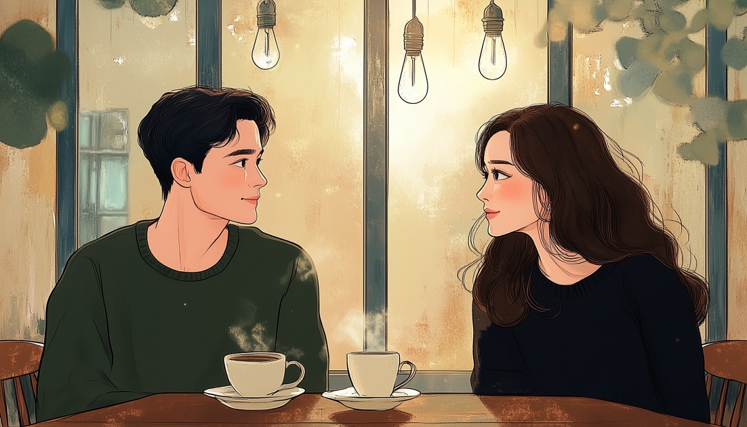 Couple having coffee together showing ISFJ compatibility in one-sided relationship dynamics.