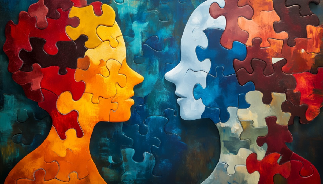 Two puzzle piece faces showing ISFJ compatibility and ideal relationship matches.