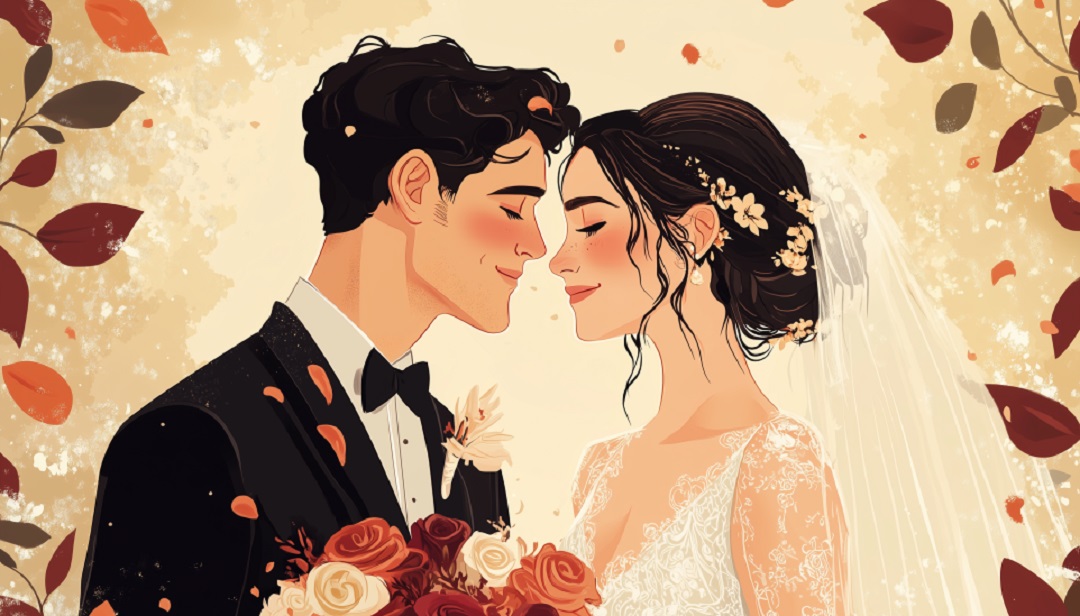 Wedding couple with flowers illustrating ISFJ compatibility and commitment in relationships.