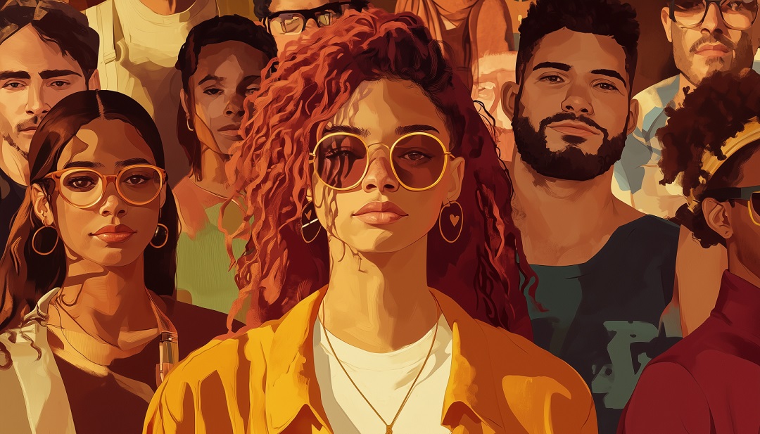 Diverse group of confident individuals representing ISFP-A and ISFP-T subtypes embracing personal growth.