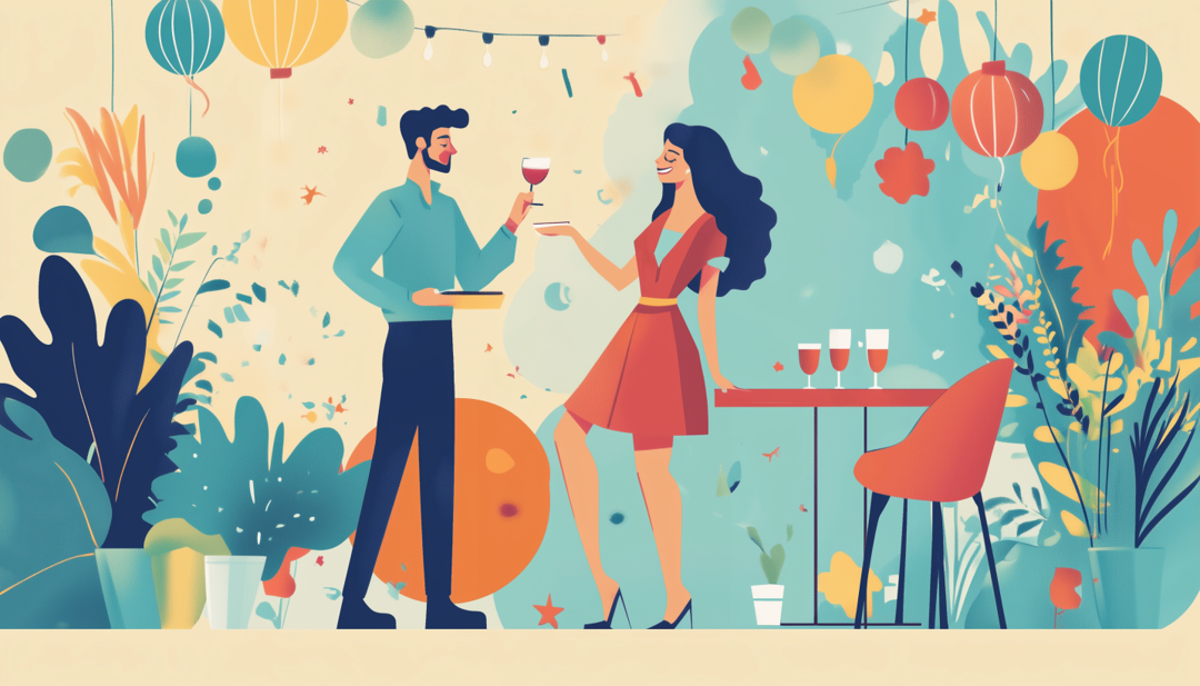 Couple at social gathering showing unbalanced ISTP compatibility in one-sided relationship matches.