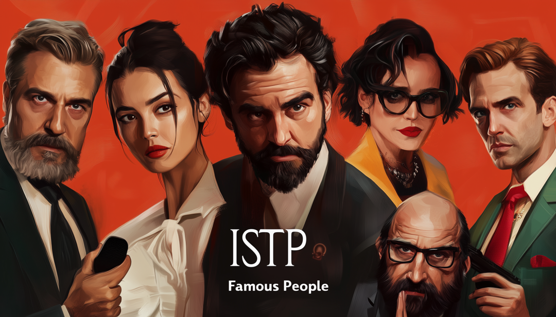 ISTP famous people illustrated by group portrait showcasing lone wolf personality types.