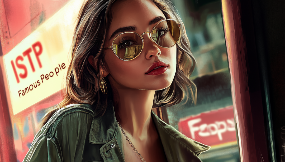 Stylish woman with sunglasses representing the cool and independent nature of ISTP famous people.