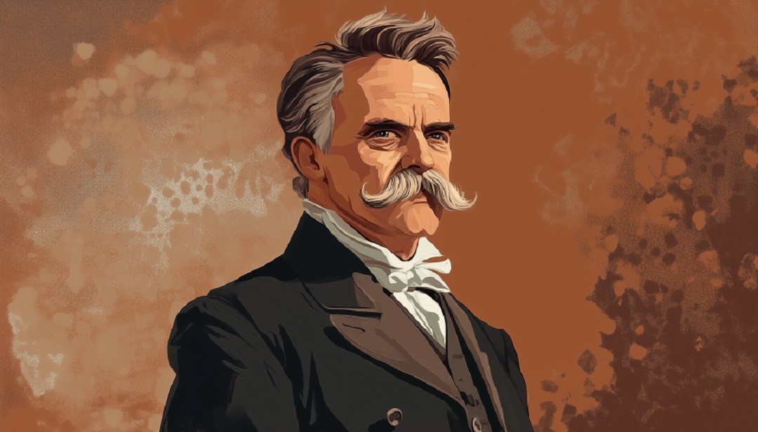 Friedrich Nietzsche digital portrait depicting famous INTJ personality in philosophy.