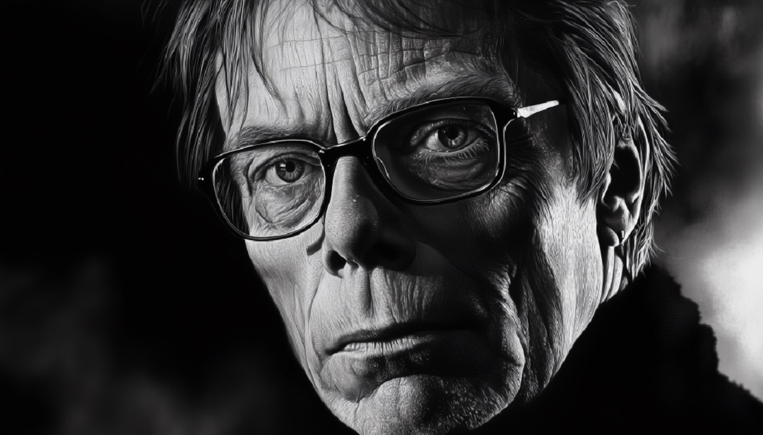 Stephen King portrait, showing famous INTP personality in literature and horror writing.