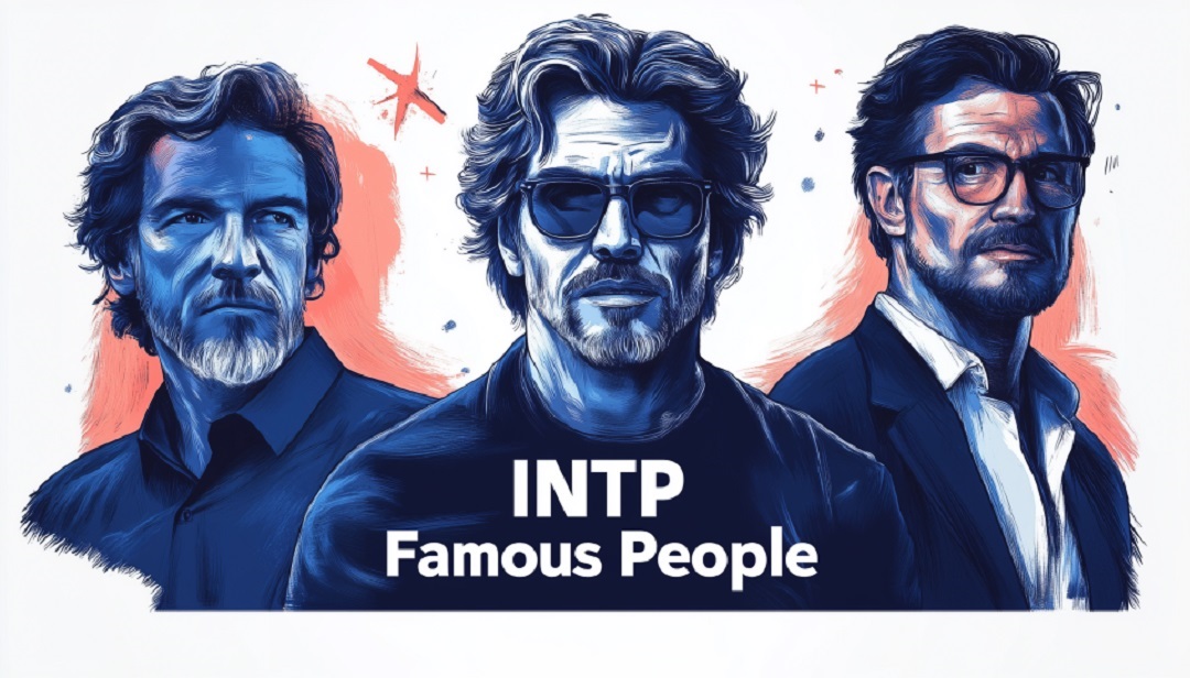 INTP famous people illustrated graphic showing logician personality type celebrities.