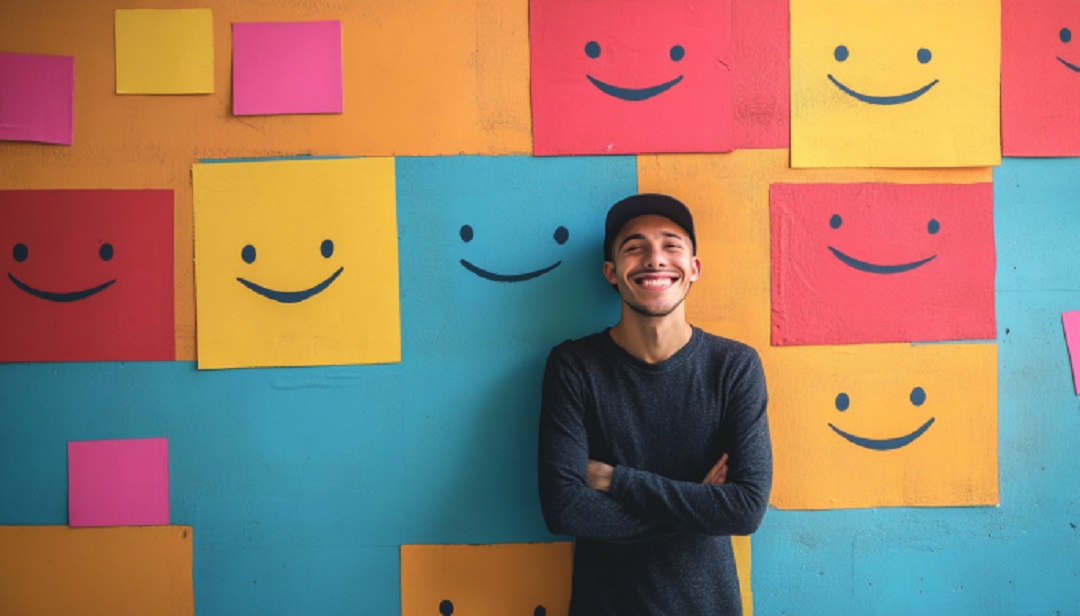 Person with organized ideas on wall comparing introverted vs extroverted thinking methods.