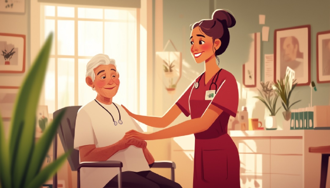Nurse caring for patient considering is nursing right for me.