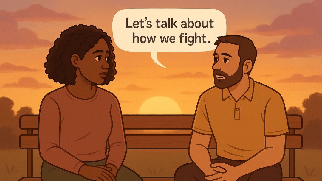 Couple discussing conflict caused by an abrasive personality in a relationship.