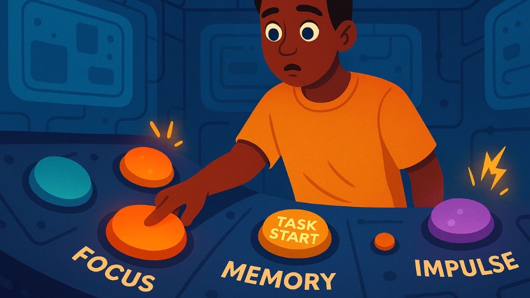 Person struggling with ADHD signs including focus, memory, and impulse control challenges.