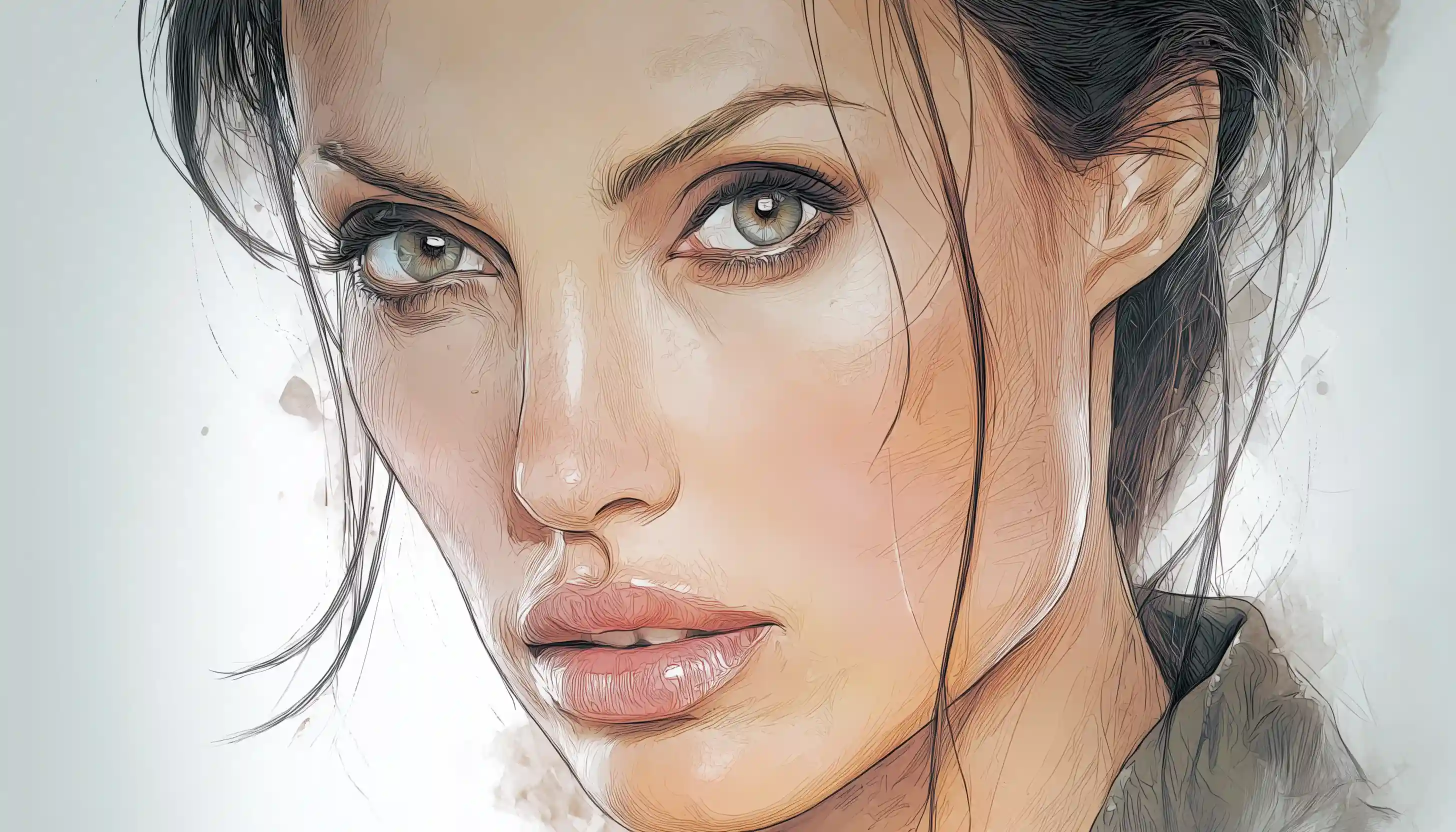 Angelina Jolie artistic portrait as famous Enneagram 3 accomplished actress.