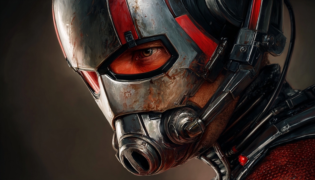 Ant-Man helmet close-up depicting unlikely hero personality in Avengers character types.