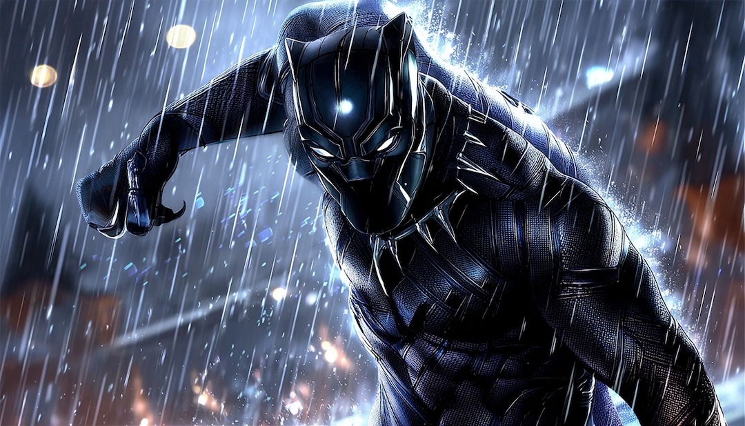 Black Panther in action pose depicting thoughtful king personality among Avengers types.
