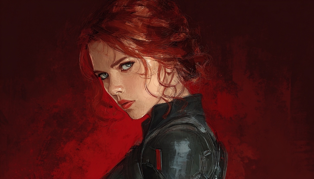 Black Widow with red hair showing pragmatic survivor personality among Avengers character types.