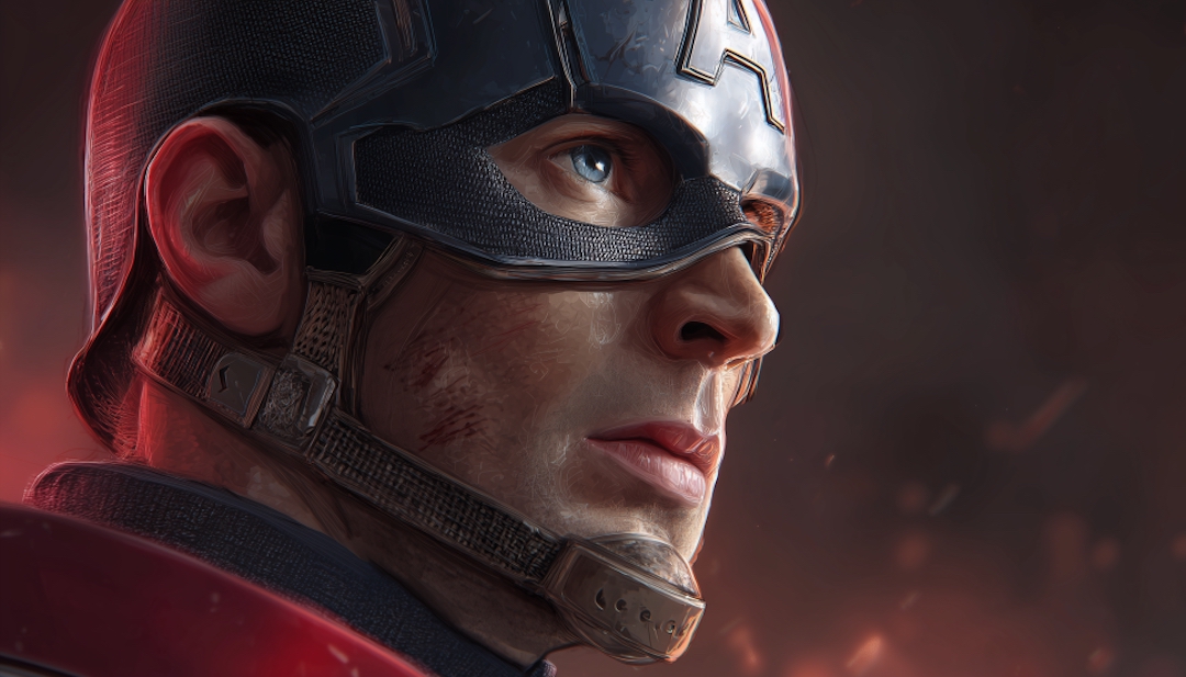 Captain America in helmet showing star-spangled protector personality type among Avengers.