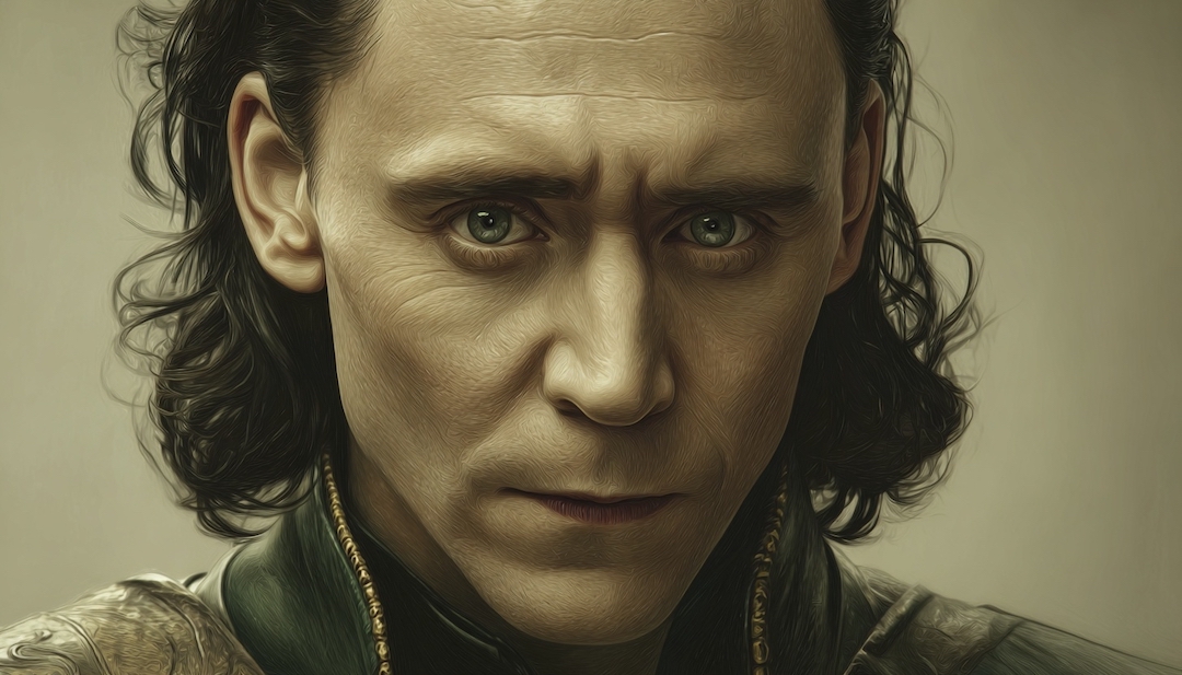 Loki with mischievous expression depicting chaotic charmer personality among Avengers types.