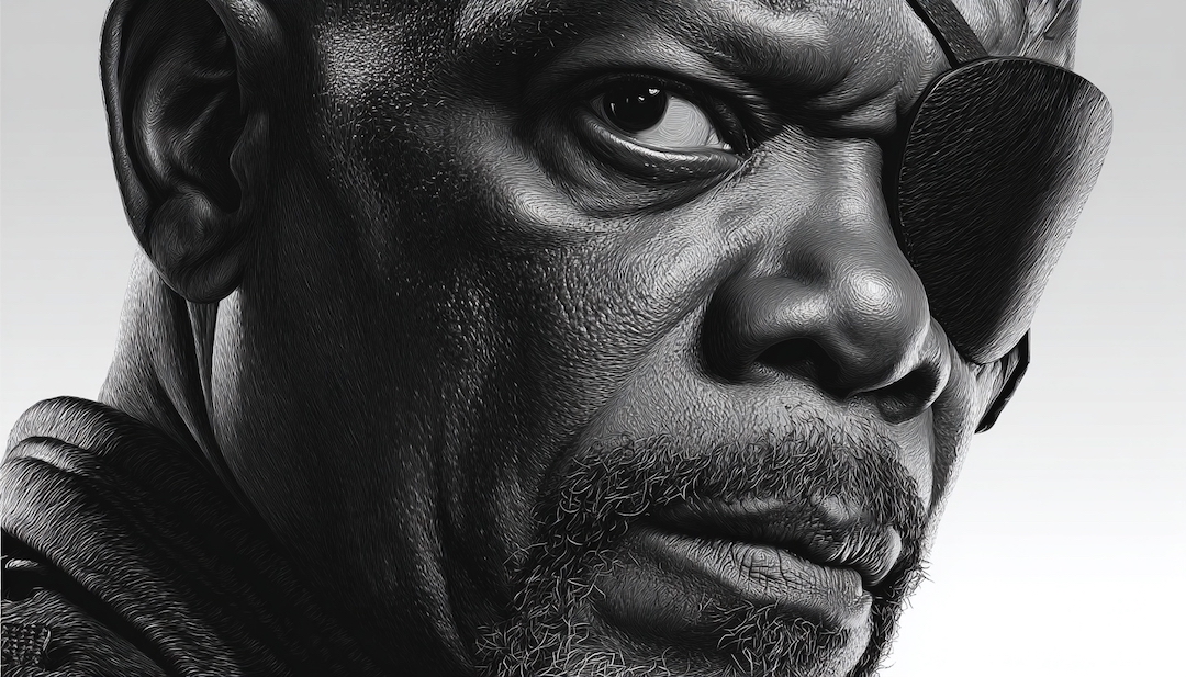 Nick Fury with eye patch depicting master strategist personality in Avengers character types.