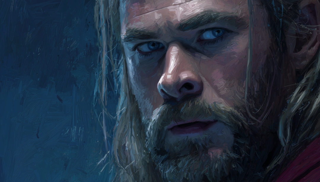 Thor with long hair and beard depicting emotional growth in Avengers personality types.