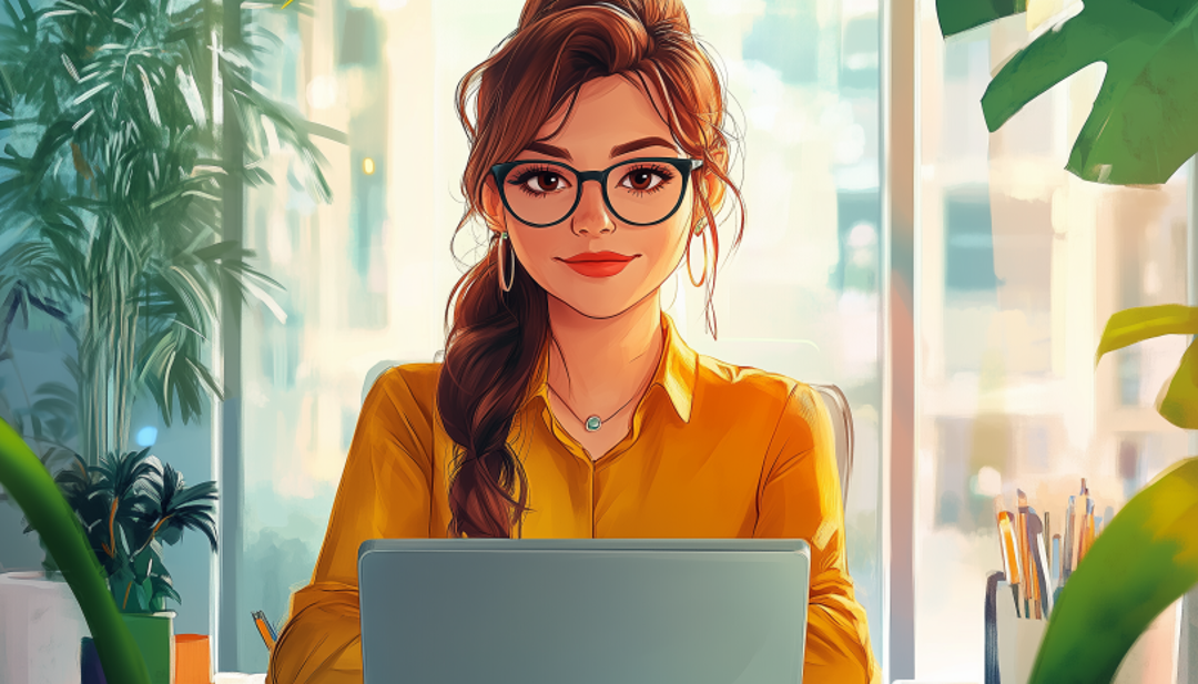 Confident professional at laptop representing ENTJ workplace strengths in best careers for ENTJs.