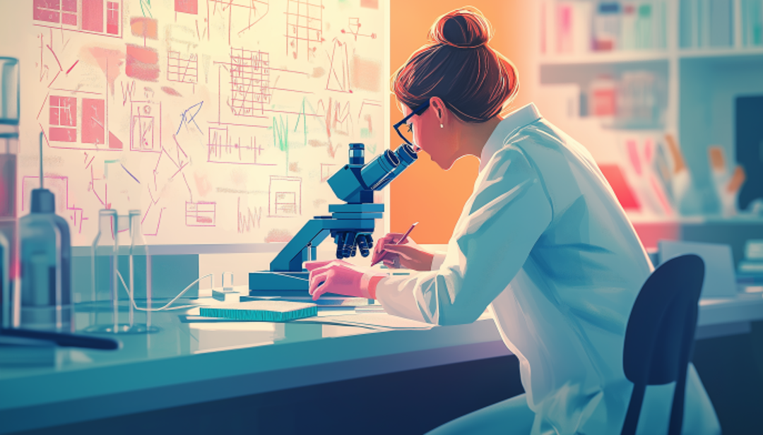 Forensic scientist using microscope in lab representing analytical careers for INTPs.
