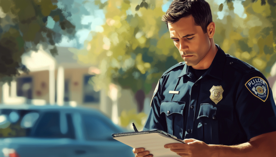 Police officer taking notes representing action-oriented careers for ISTPs personality.