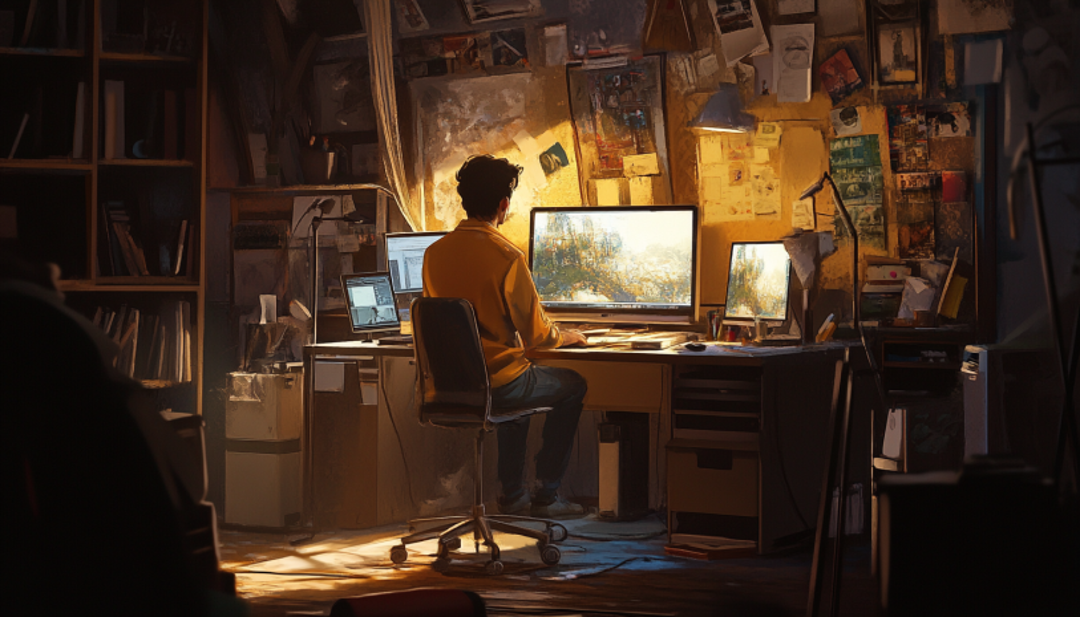 Creative professional exploring Enneagram Type 8 career paths in home office.