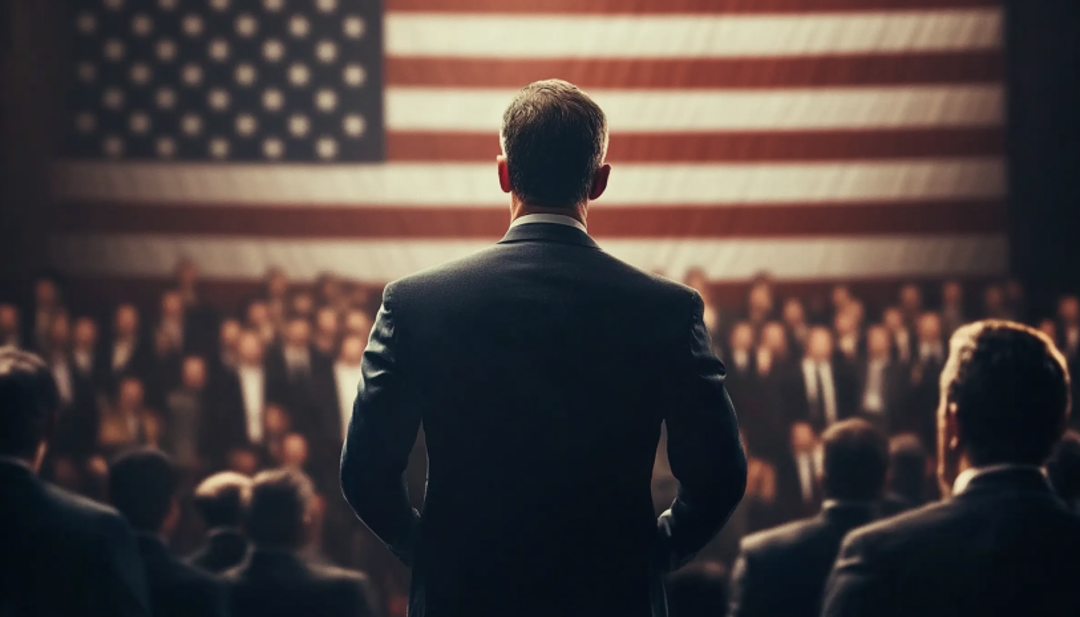 Enneagram 8 leadership career with professional addressing large audience.