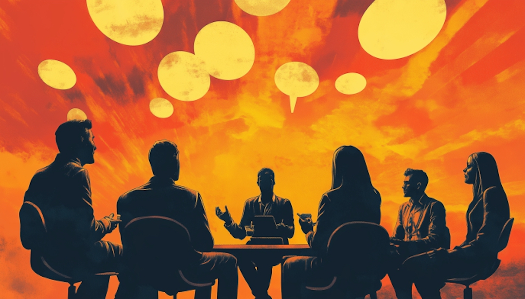 Team discussion showing how Big 5 openness affects leadership and collaborative communication dynamics.