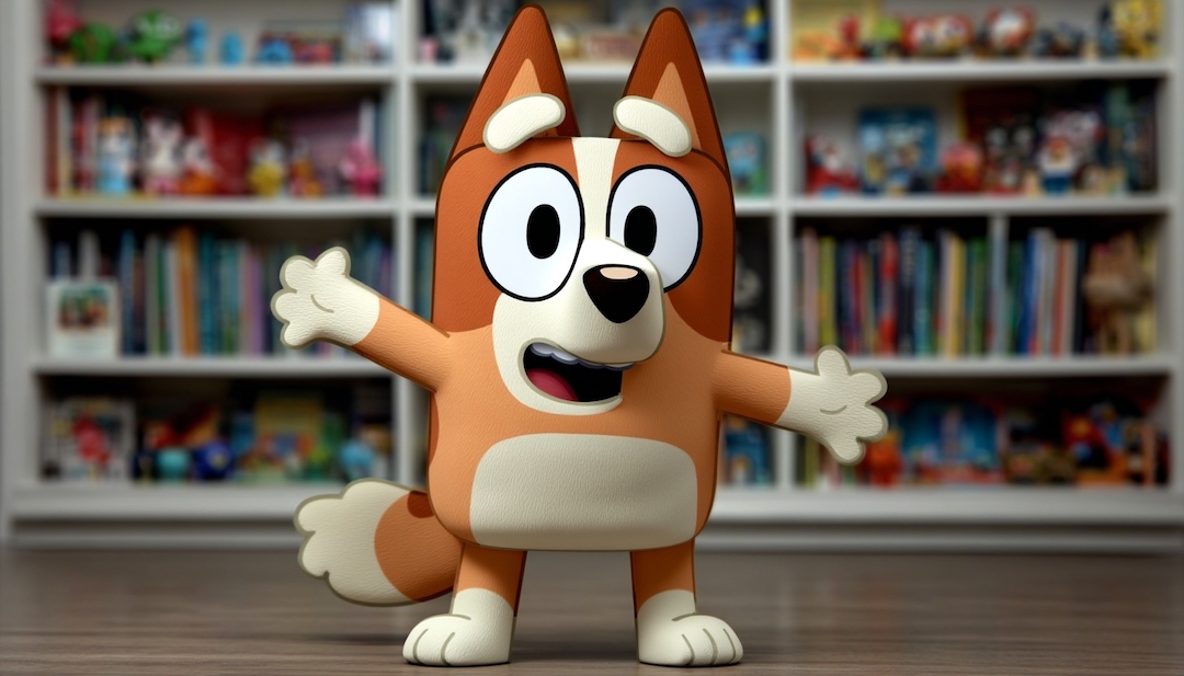 Bingo with welcoming pose showing gentle personality type in Bluey characters.