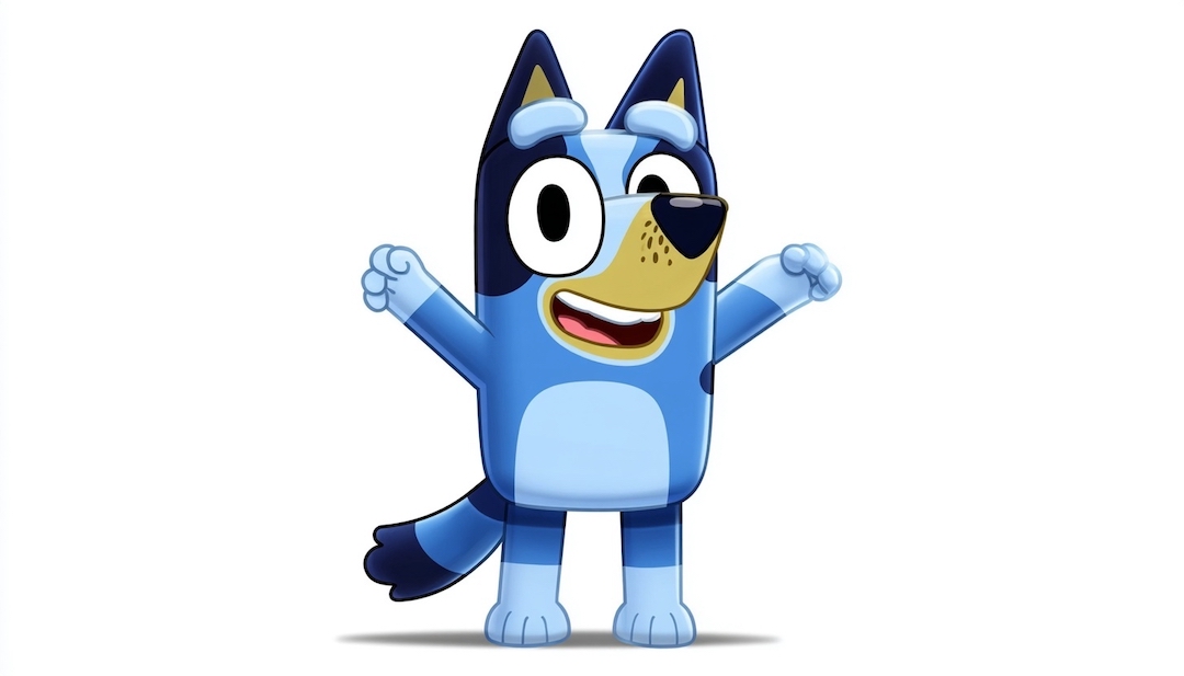 Bluey with excited expression representing energetic personality type from the show.