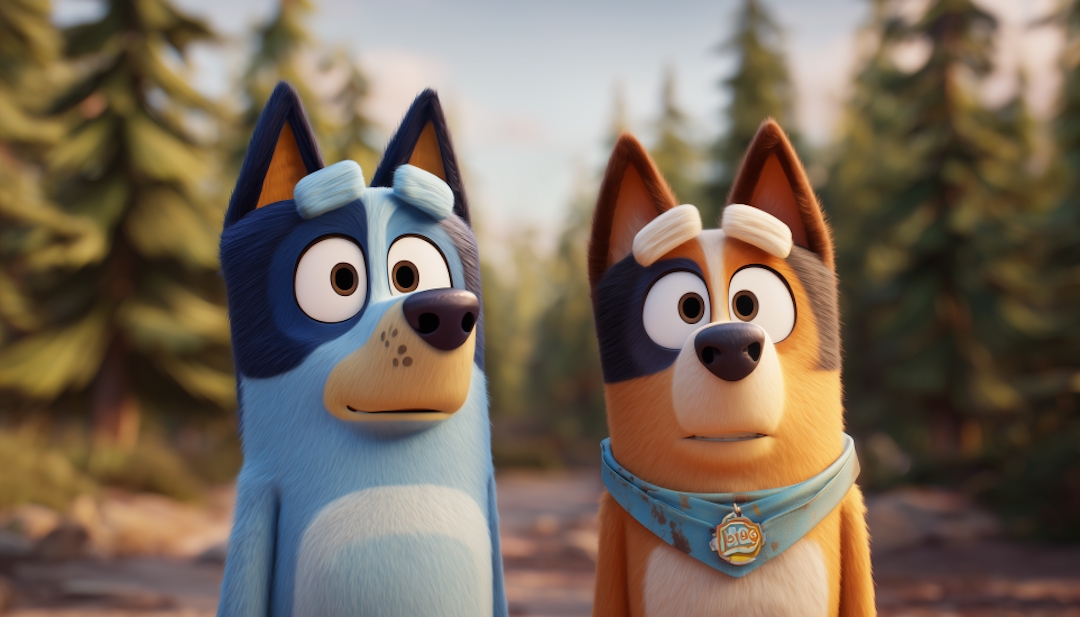 Bluey and Bingo together showcasing different Bluey personality types.