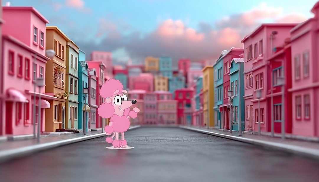Coco pink poodle showing confident personality type among Bluey characters.