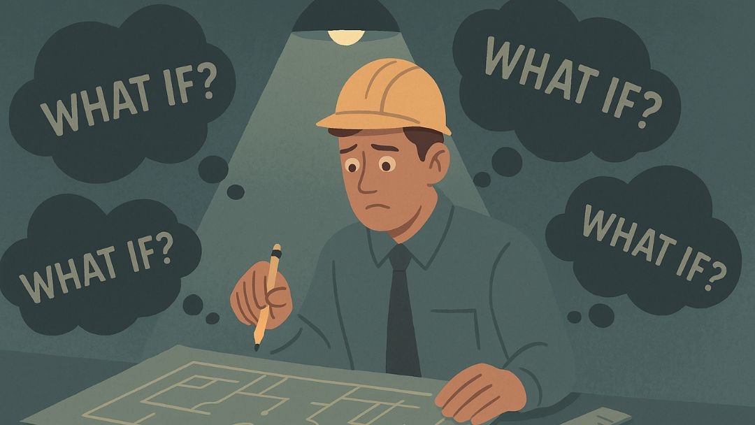 Worker with anxious thoughts showing burnout-prone personality trait of overthinking and worry.