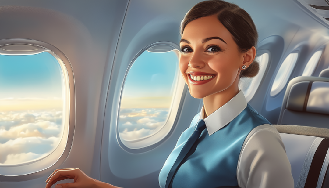 Flight attendant on airplane exemplifying traditional extrovert travel careers in aviation.
