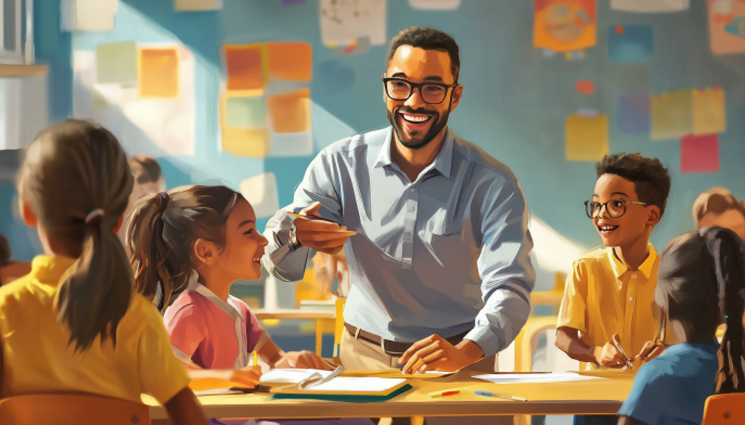 Teacher leading international classroom in cultural exchange extrovert travel career.