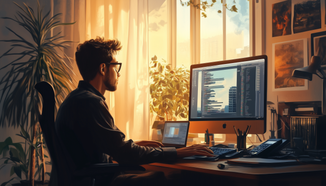 IT professional coding at workstation representing technical careers for ISTJ personality.